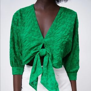 Zara embroidered top with knot